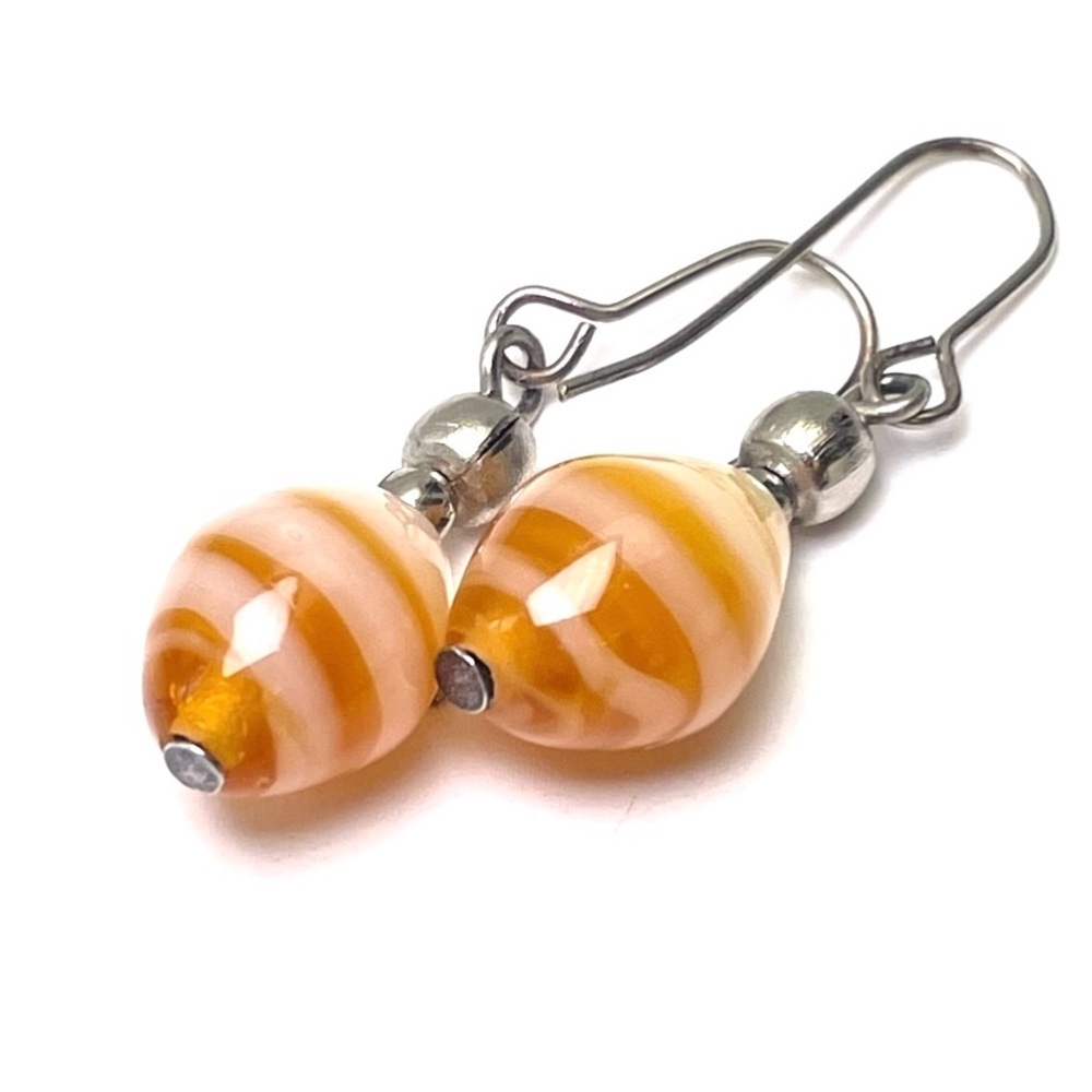 Amber Swirl Glass Drop Earrings